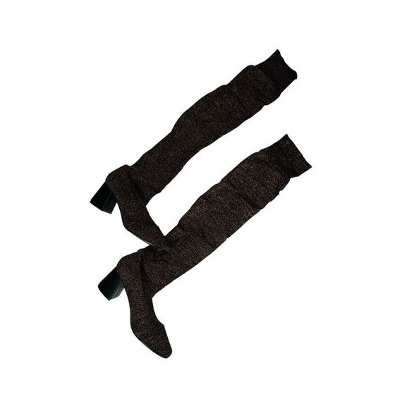Room of Fashion Over The Knee Block Heel Glitter Thigh Boots Rose Gold 8.5 New - Picture 1 of 10